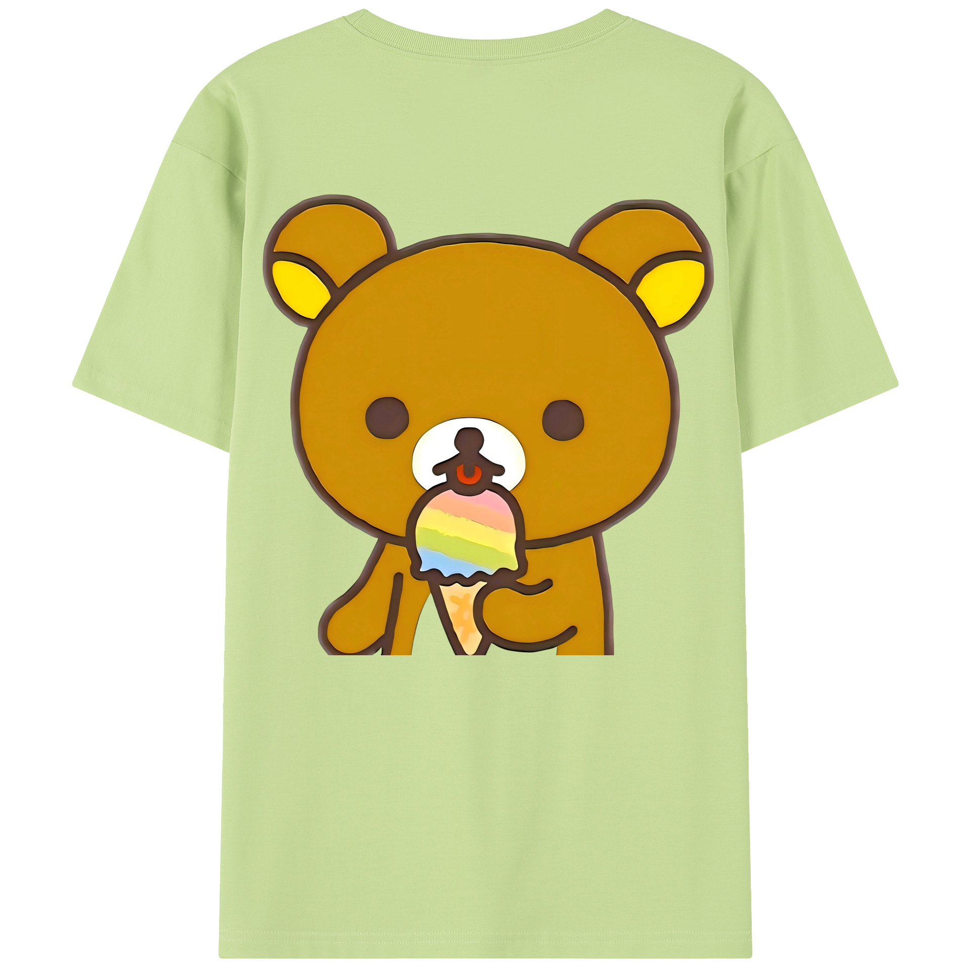 （画像用） リラックマ リラックマ キイロイトリ Rilakkuma Korilakkuma Kiiroitori 綿100％半袖Tシャツ（背面プリント）